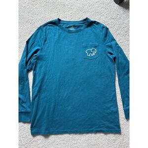 Ivory Ella Womens Large Shirt Top Tee Blue Long Sleeve Knit Pullover